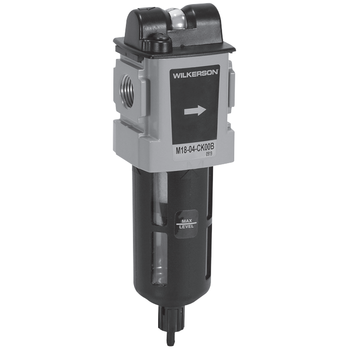 Wilkerson M18 Series Modular Coalescing Filter, Port Sizes 1/4, 3/8, 1/2; Flows to 85 SCFM